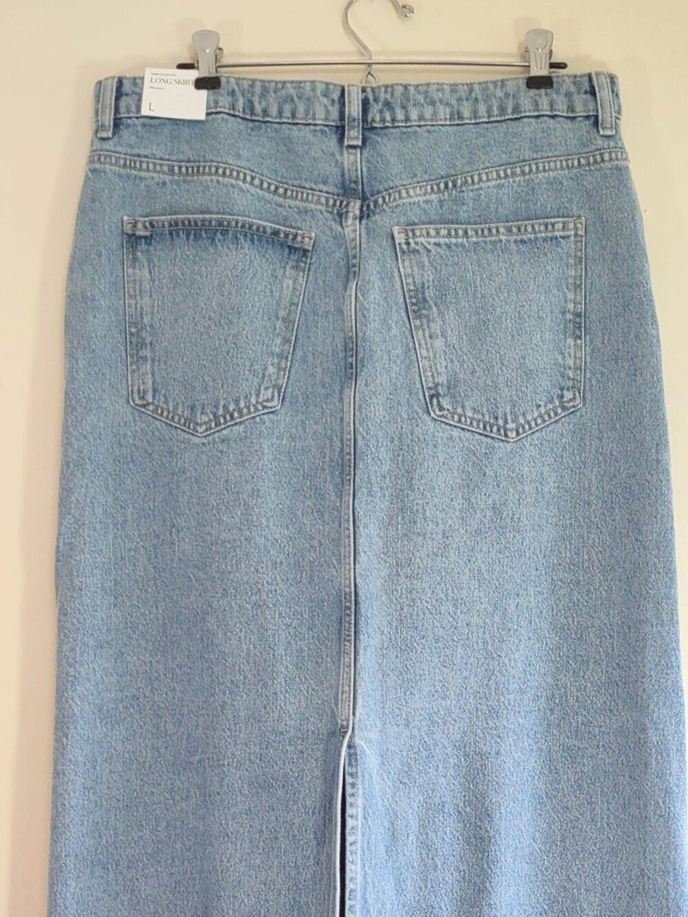 MANGO Denim Maxi Skirt Size Large Edgy Boho Timeless Minimalist Capsule Sleek - Picture 9 of 15